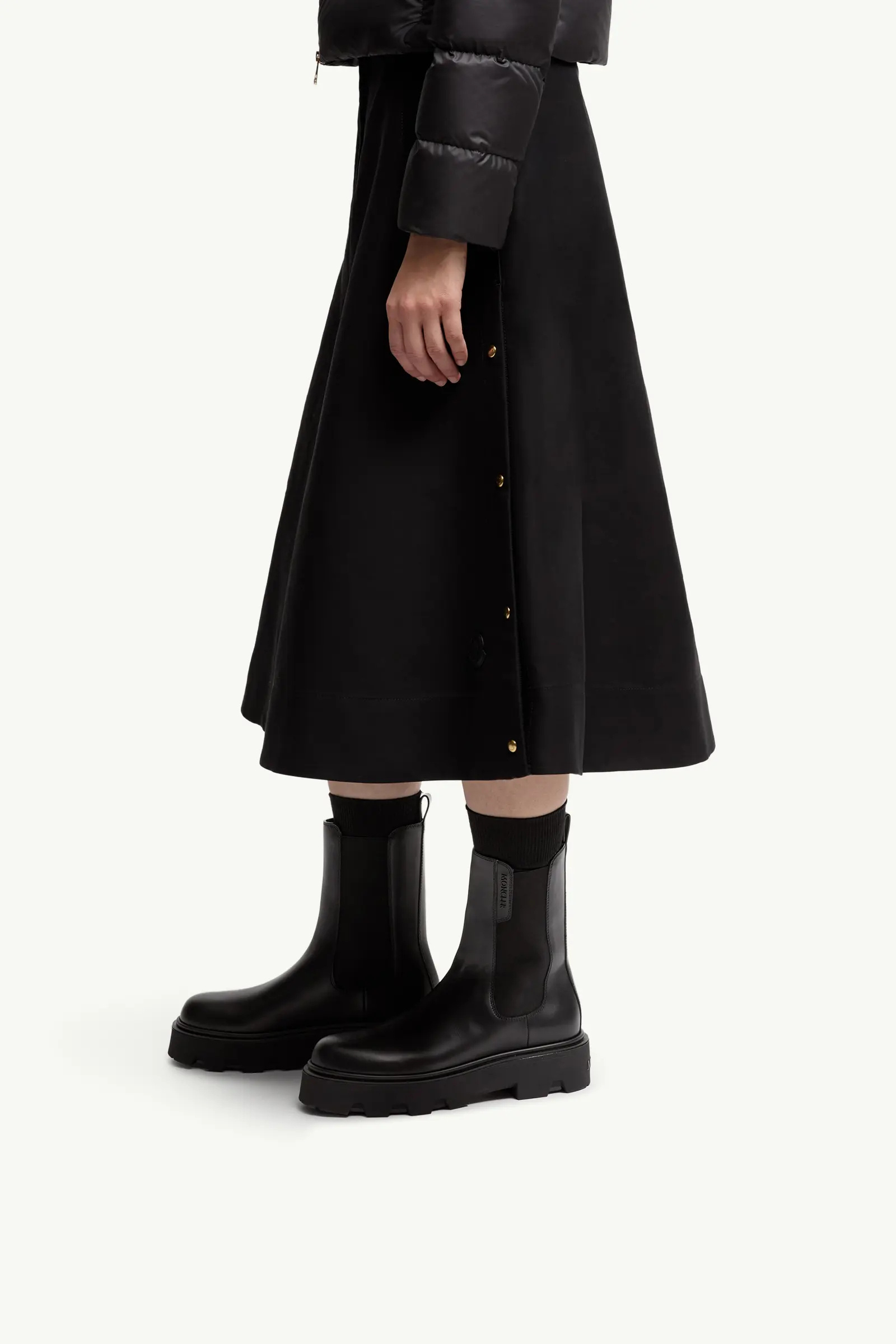 Moncler Black Leather Aurea Chelsea Ankle Boots In Black