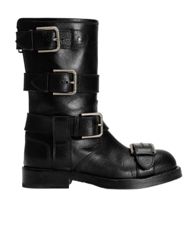 Dolce & Gabbana Stylish Mid-calf Round Toe Chunky Heel Boots In Black