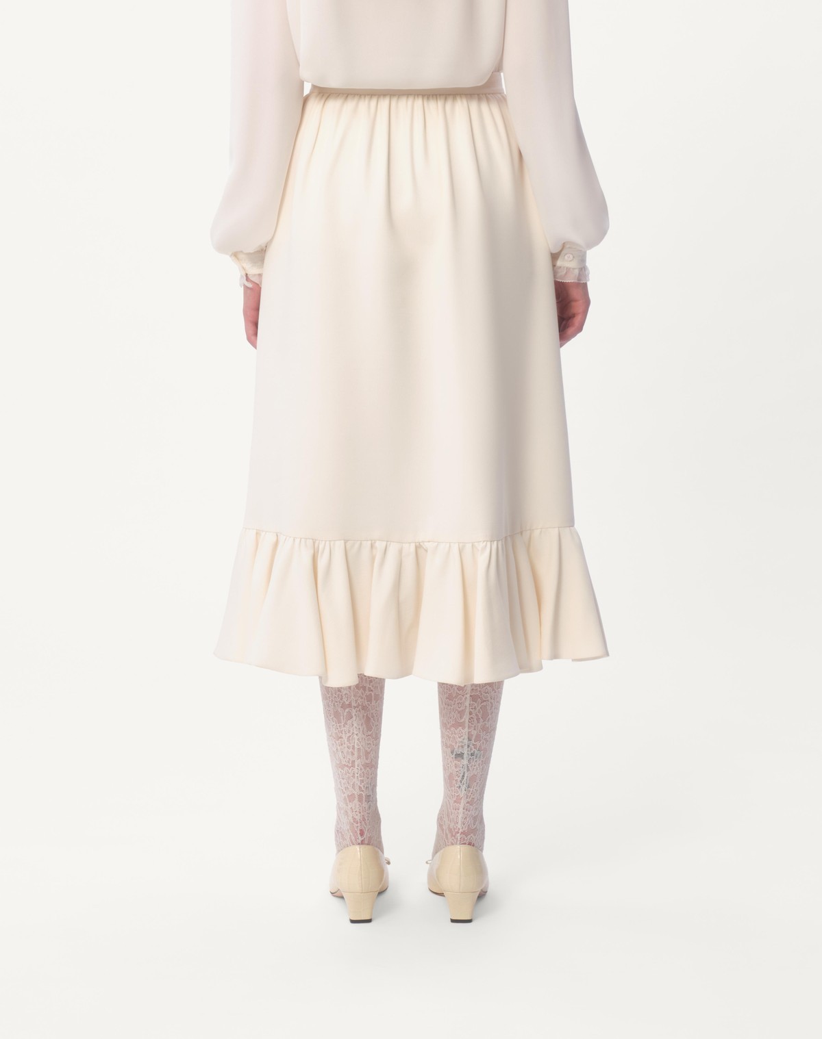 Valentino Women's Long Natural Skirt With Pleated Hem In White