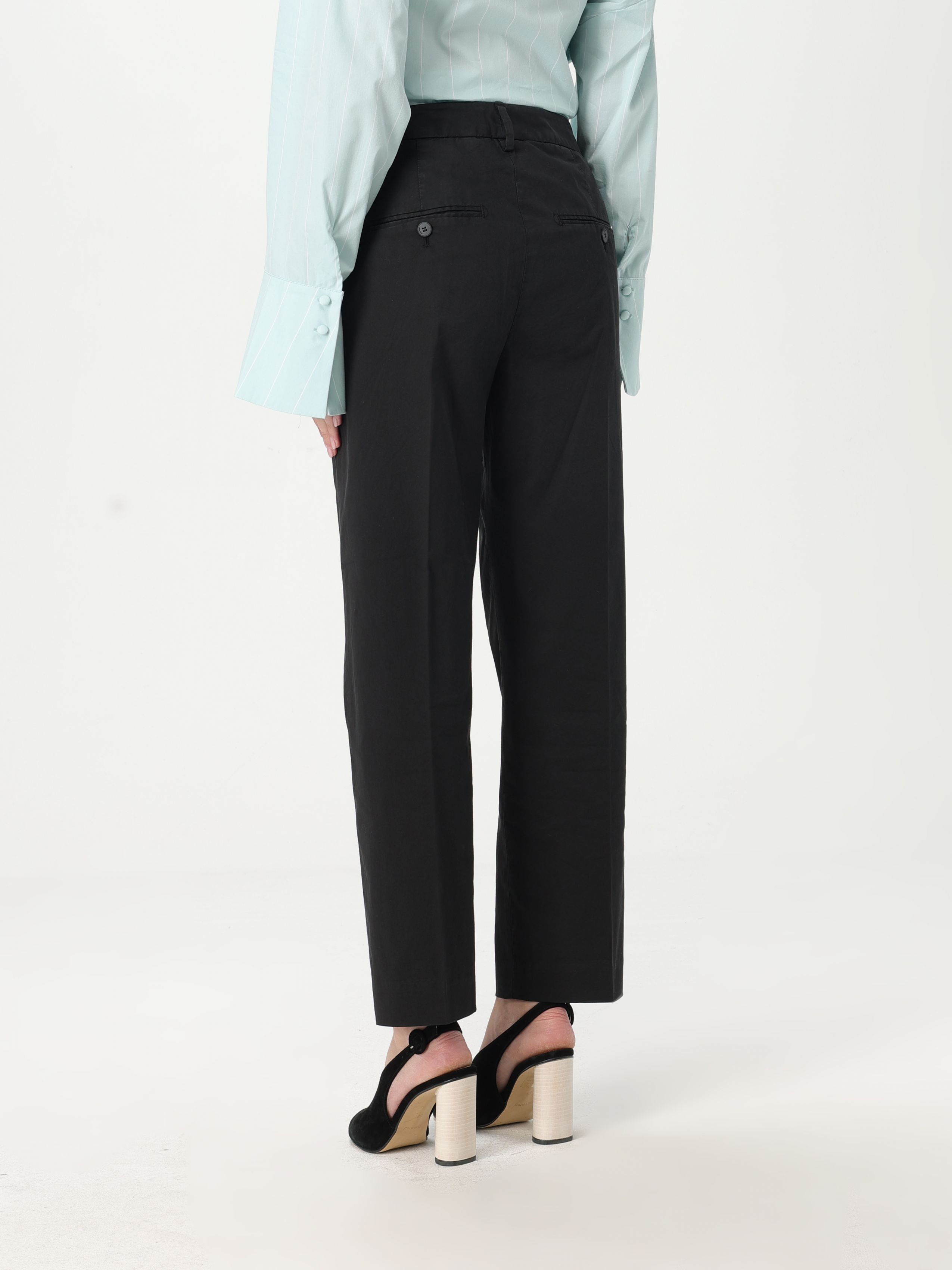 Dondup Single-breasted Buttoned Pleated Denim Trousers In Black