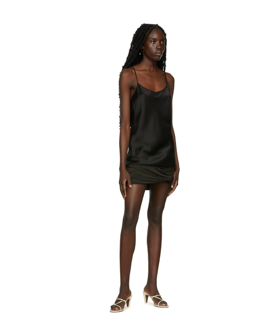 Magda Butrym Brown Asymmetric Draped Mini Skirt In Black