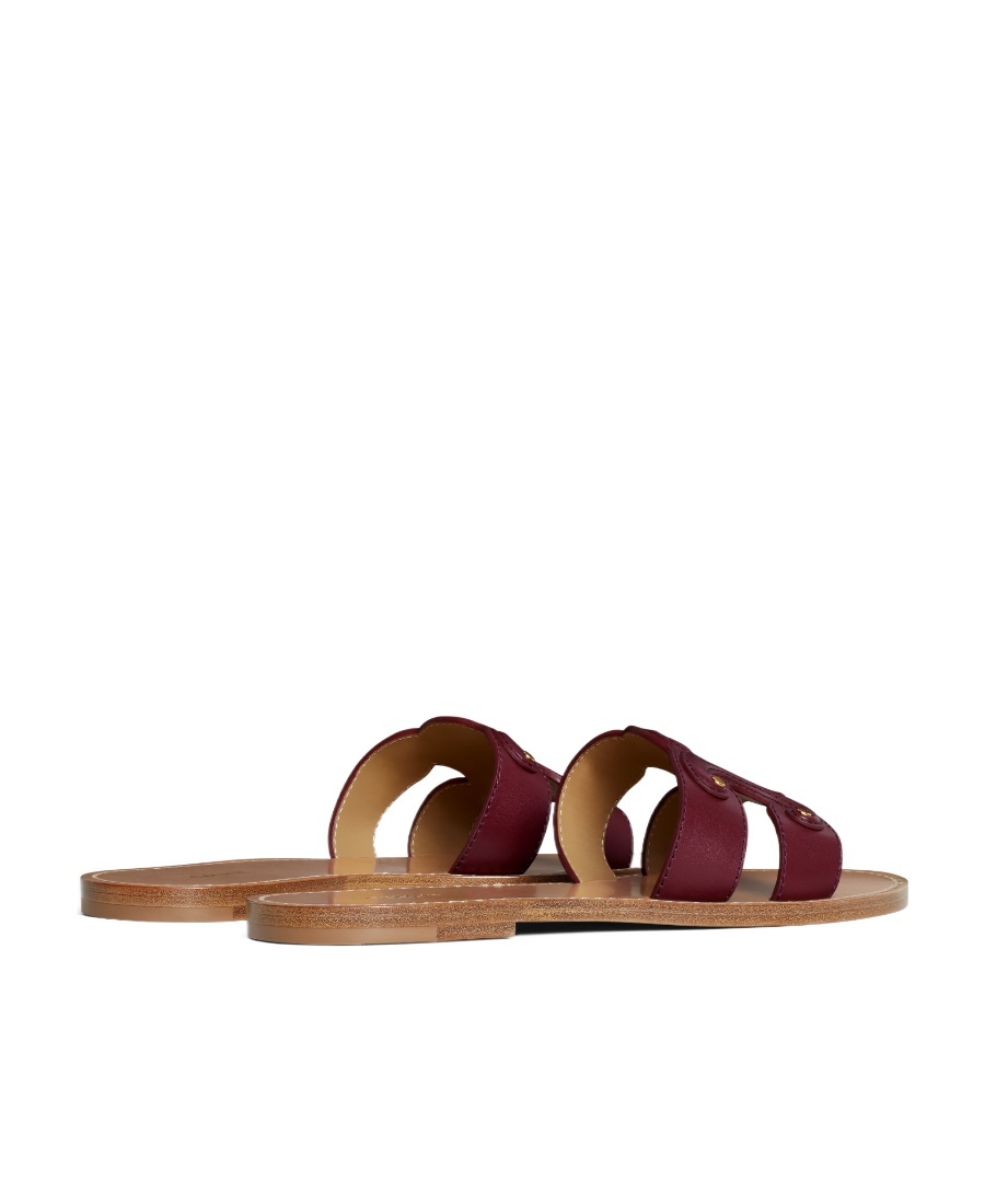 Celine Triomphe Calfskin Muller Shoes In Red