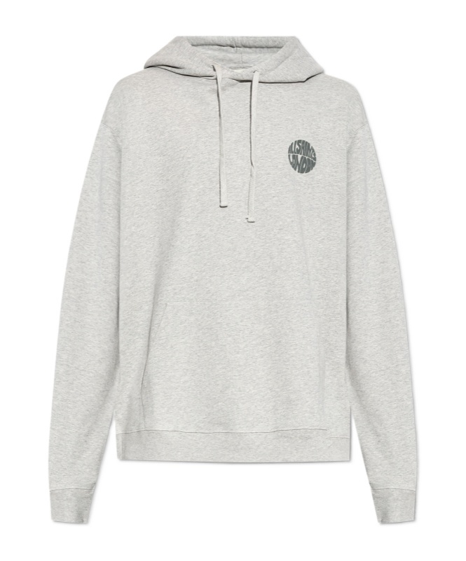 Allsaints Logo Waved Drawstring Hoodie In Gray