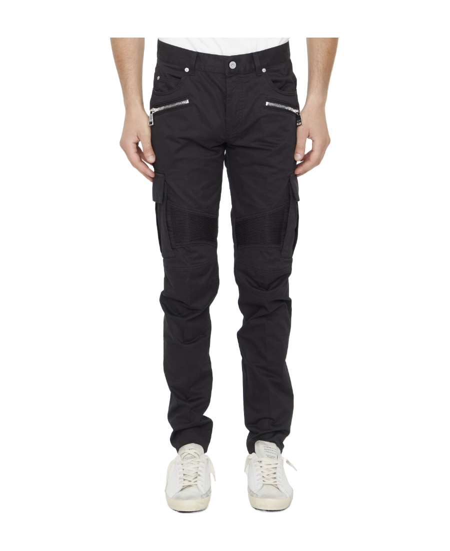 Shop Balmain Zip-detail Skinny-leg Trousers In Black