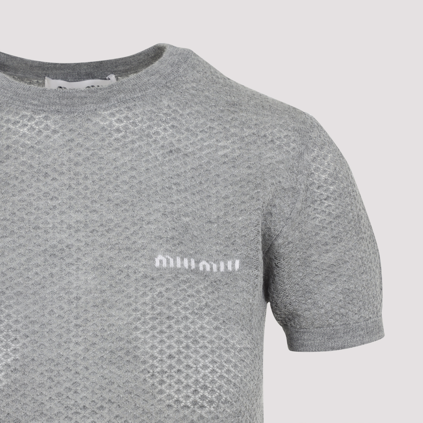 Miu Miu Textured Pattern Cashmere T-shirt