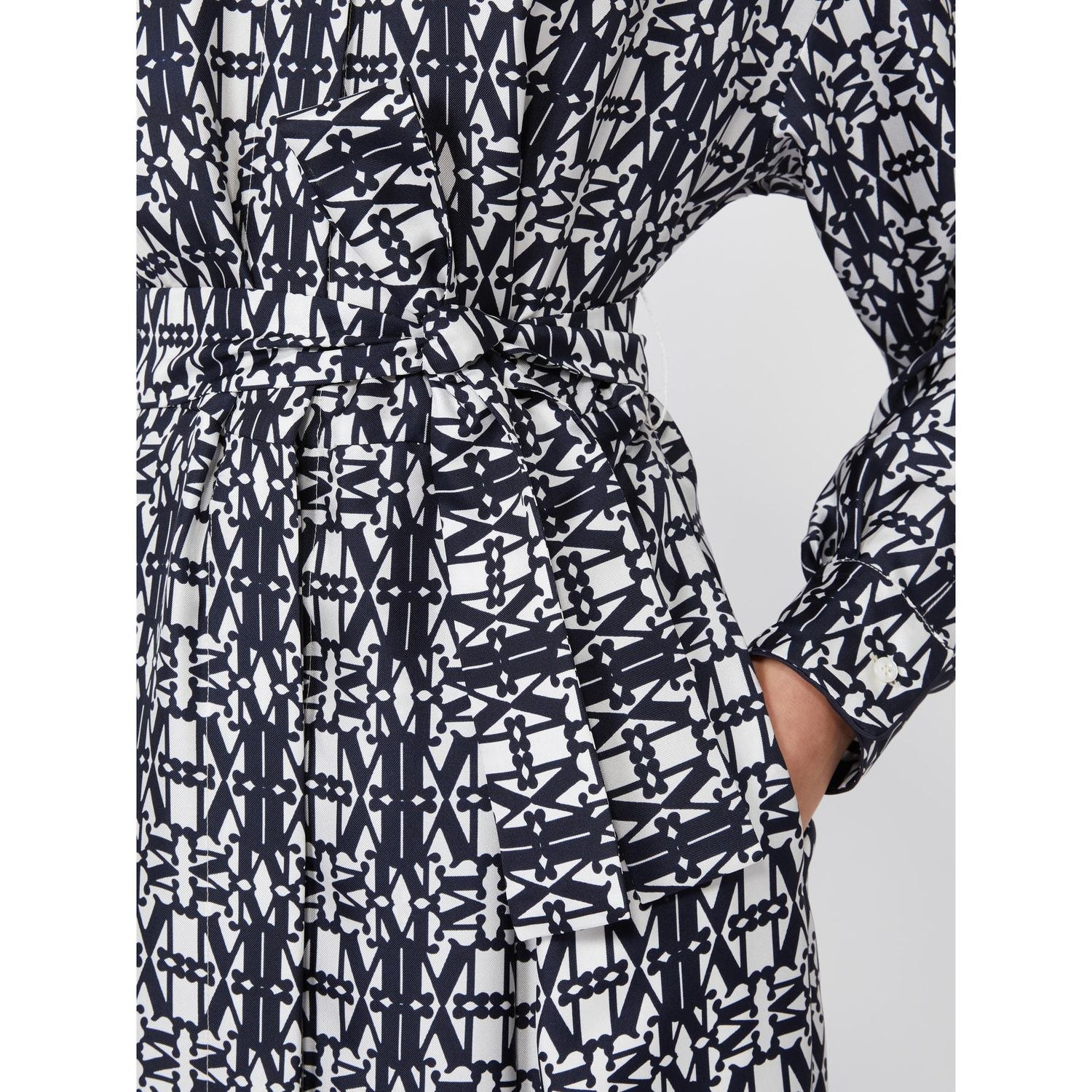 Max Mara Midi Dress With Long Sleeves And Belt In Black