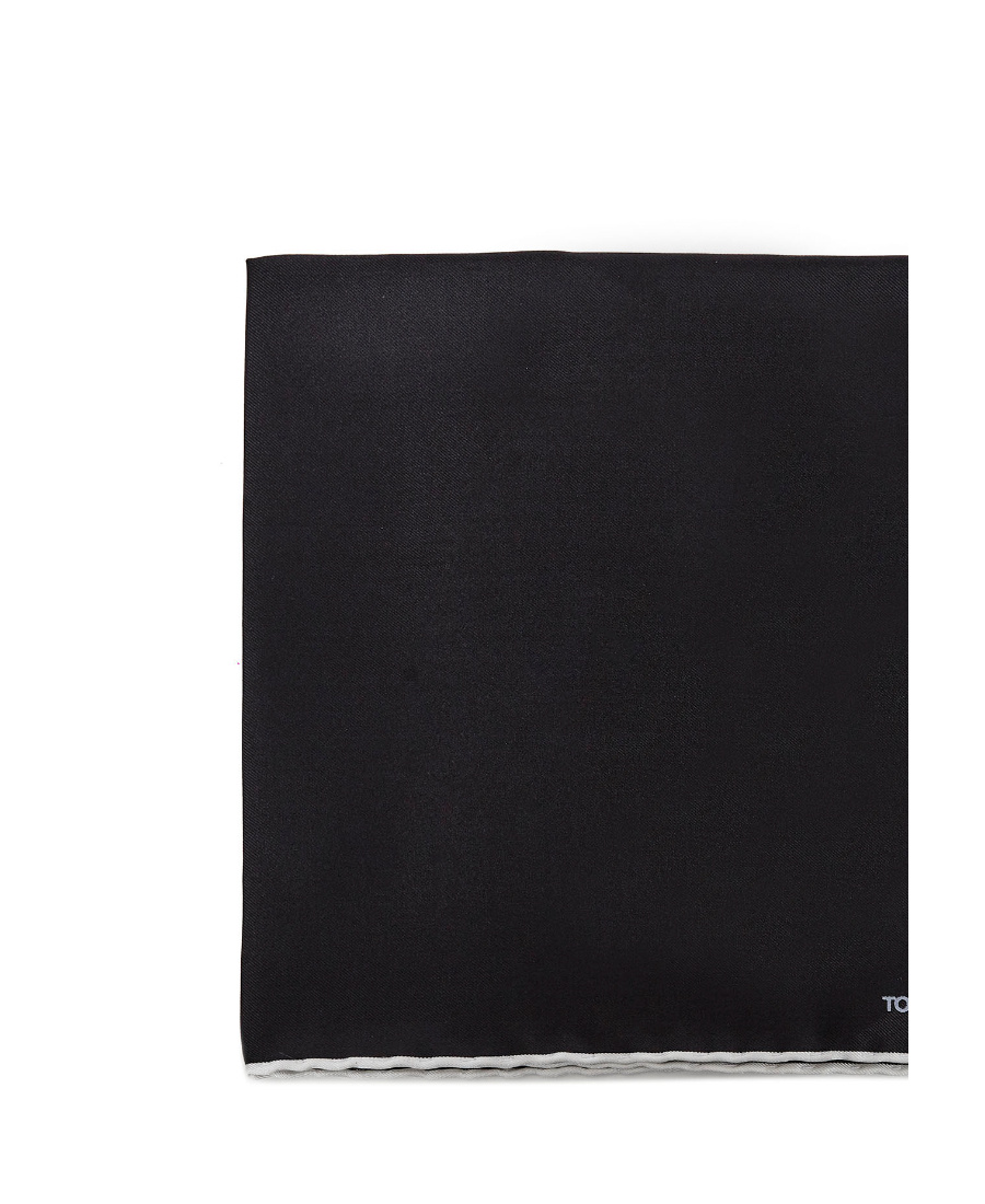 Tom Ford Embroidered Square Scarf With Logo In Black