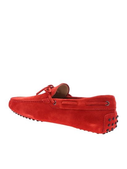 Tod's Gommino Suede Driver Loafers In Red