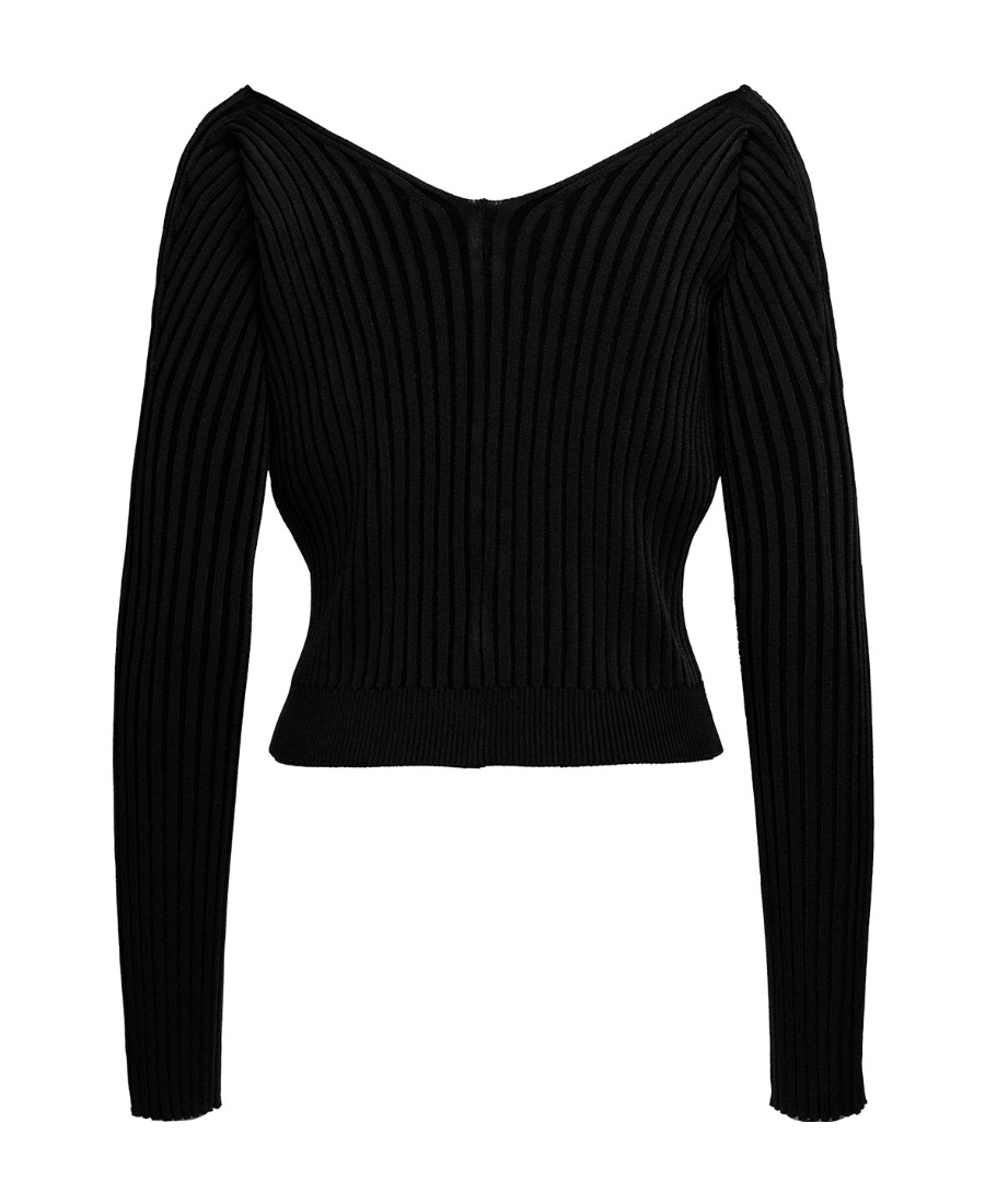 Jacquemus La Maille Pralu Longue Black Cardigan Women In Black