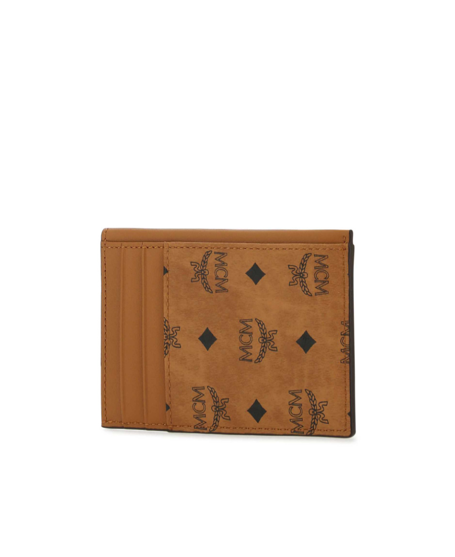 Mcm Folded Wallet With Striking Contrast Stitching In Brown