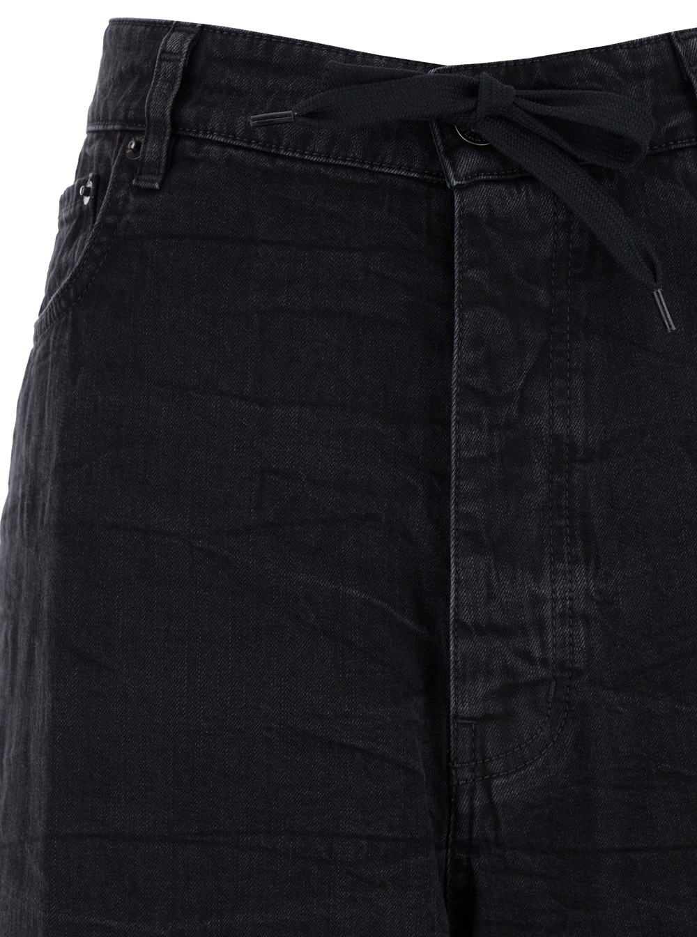 Balenciaga Drawstring Wide-leg Jeans In Black