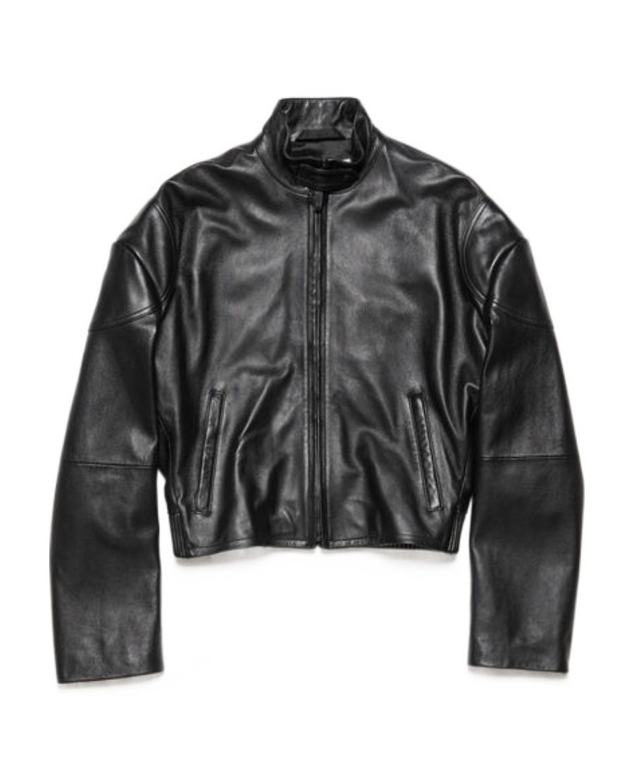 Acne Studios Logo-embossed Leather Jacket In Black