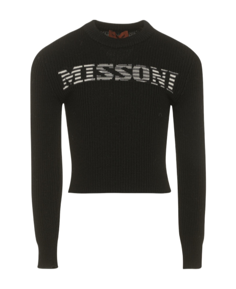 Missoni Round Neck Long-sleeved Sweater In Black