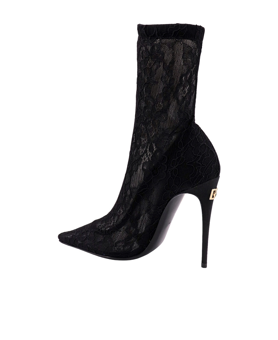 Dolce & Gabbana Fabric Ankle Boots In Black