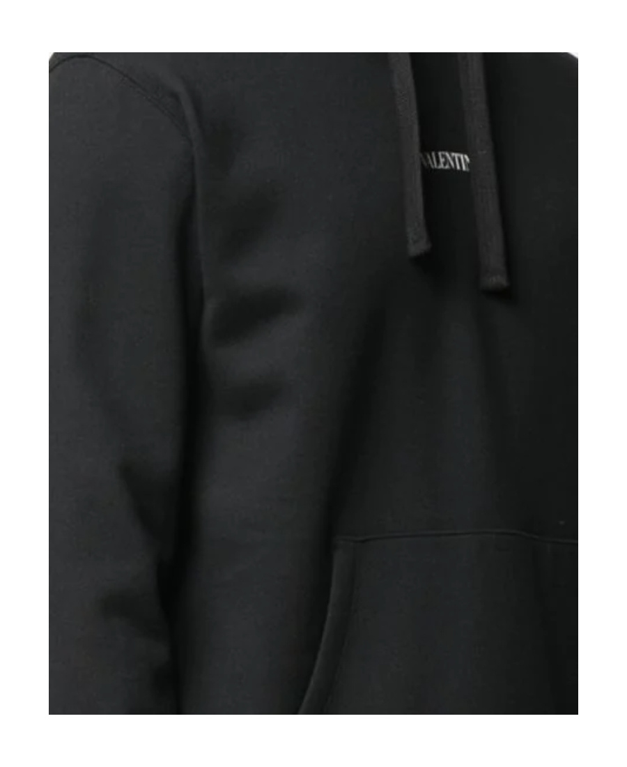Valentino Jersey Hoodie With Logo Print In Black