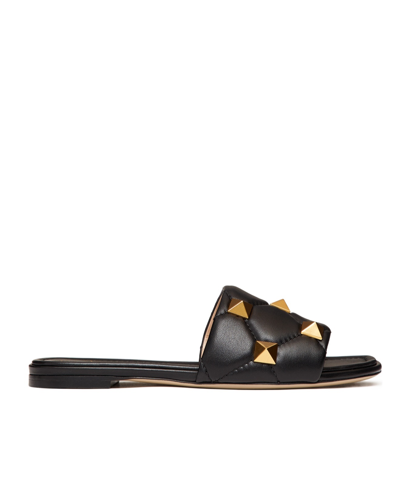 Valentino Slippers Roman Stud In Nappa Nera Donna In Black