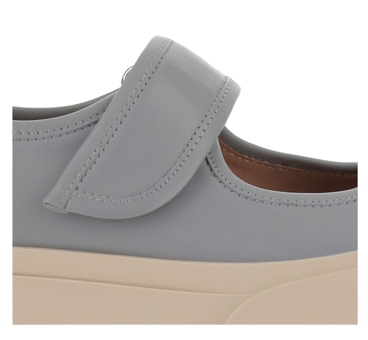 Marni Gray Calfskin Low-top Sneakers With Hook-and-loop Closure In Nude