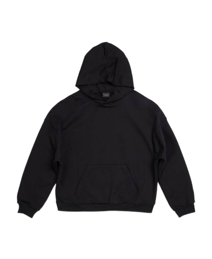 Balenciaga Logo-print Long-sleeve Hoodie In Black