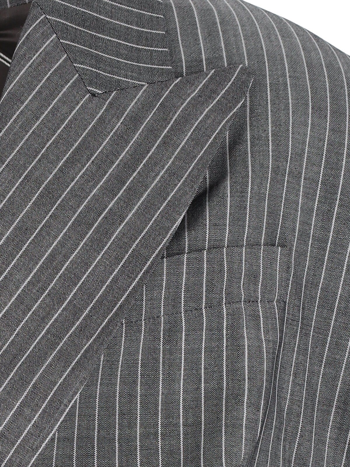 Hed Mayner Double-breasted Tailored Blazer With Pinstripe Pattern And Draped Details In Gray