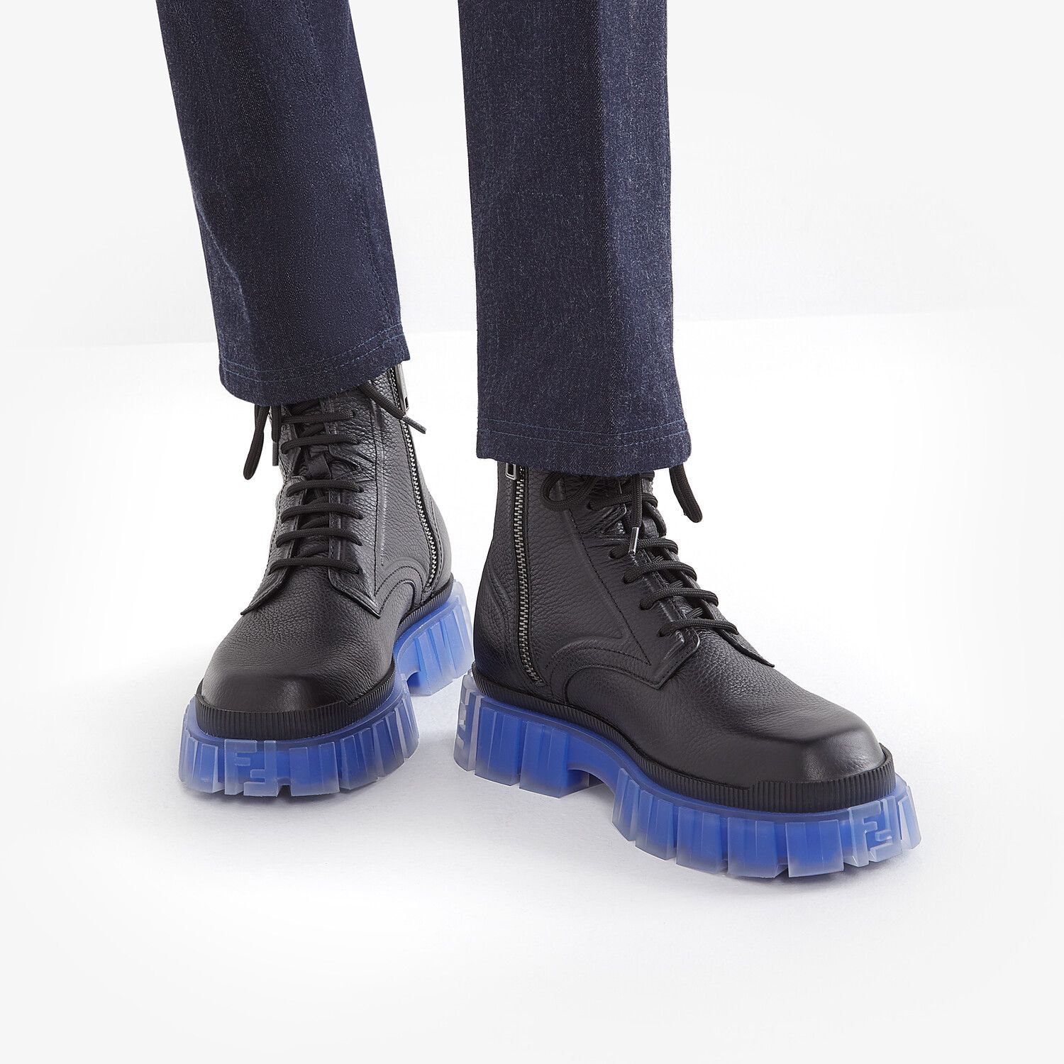 Fendi Ff Debossed-logo Ankle Boots In Black