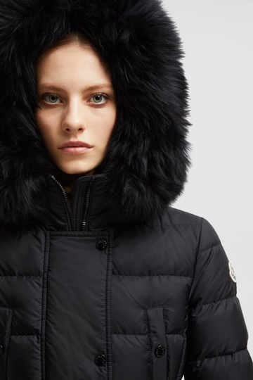 Moncler Khloe Shearling-trimmed Down Jacket In Black