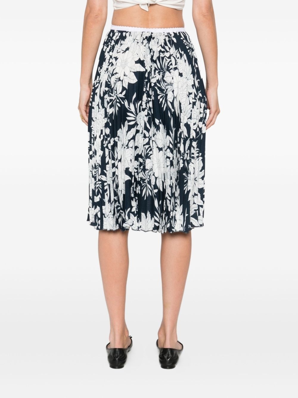 N°21 Pleated Floral-print Midi Skirt In Black