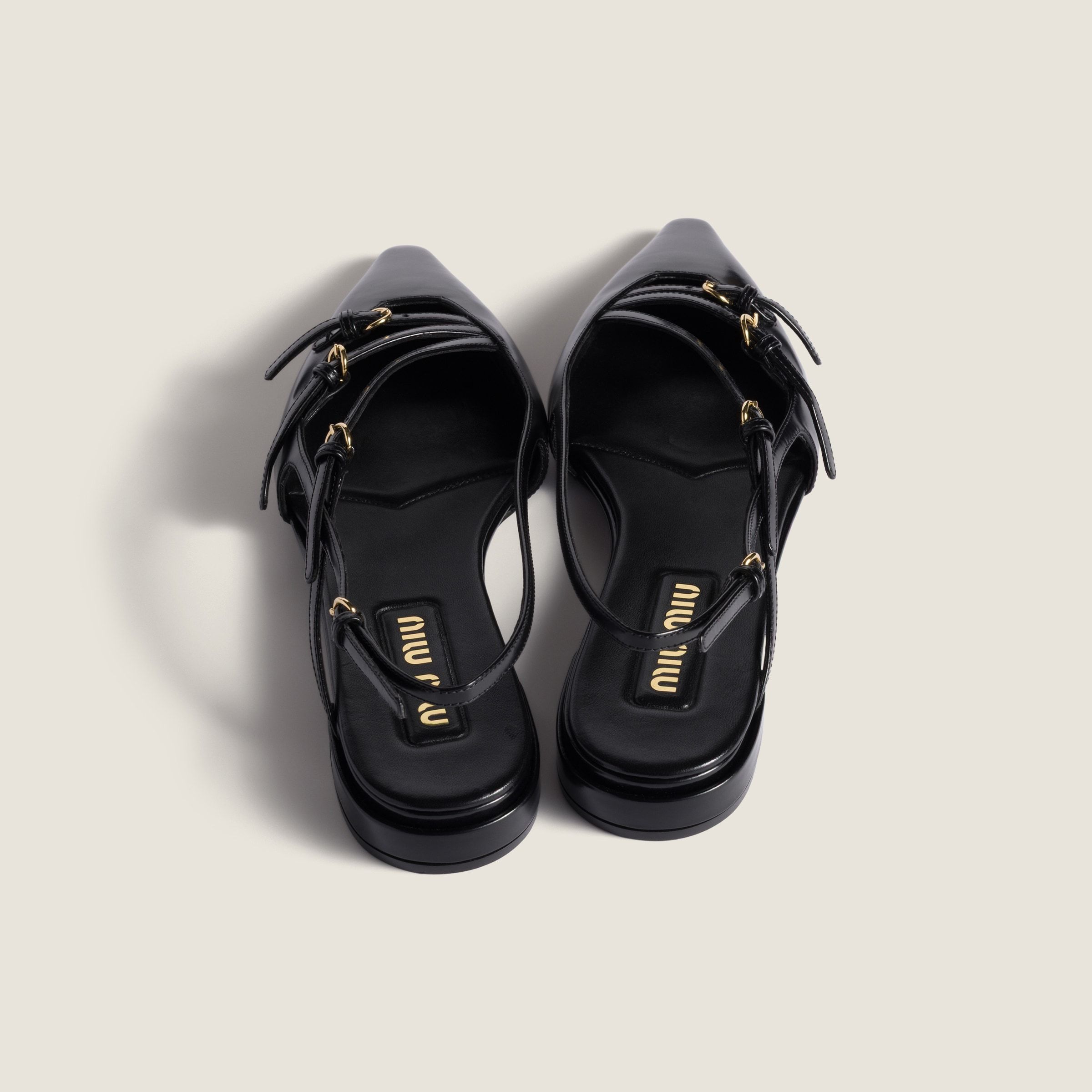 Miu Miu Slingback Ballerinas With Buckles In Black