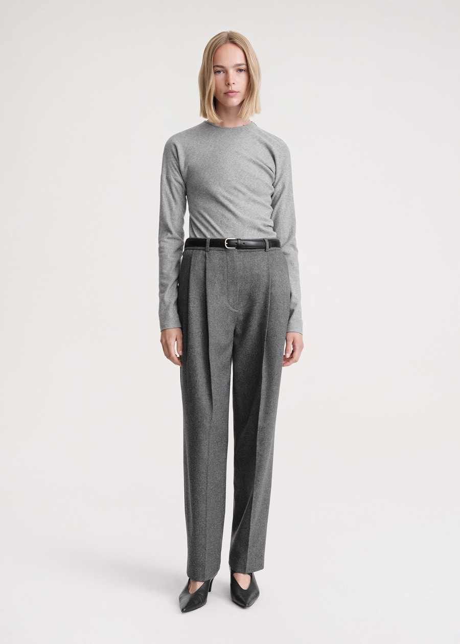 Totême Double-pleated Tailored Trousers In Gray