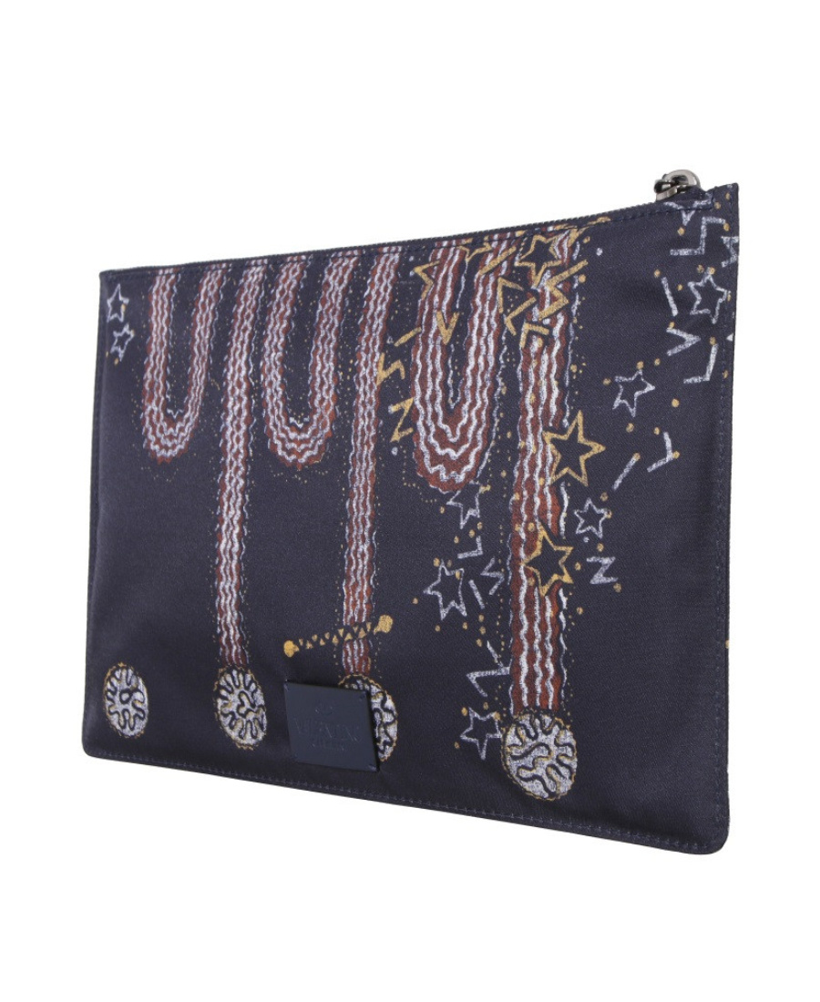 VALENTINO GARAVANI NAVY BLUE PATTERN PRINTING HANDBAG 