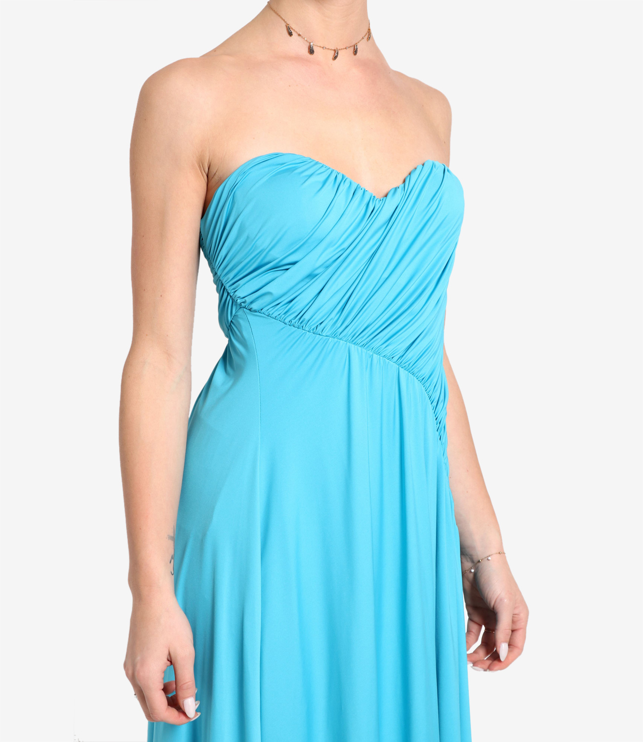 Aniye By Ruffled Strapless Gown In Blue