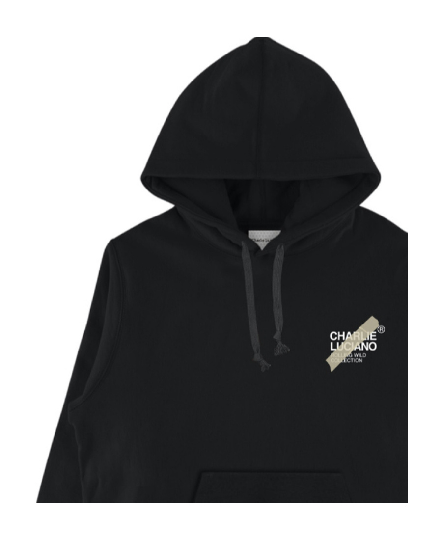 Charlie Luciano Black Logo Detail Hoodie In Black