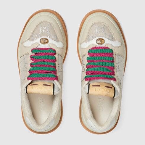 Gucci Double Screener Lace-up Sneakers In Nude