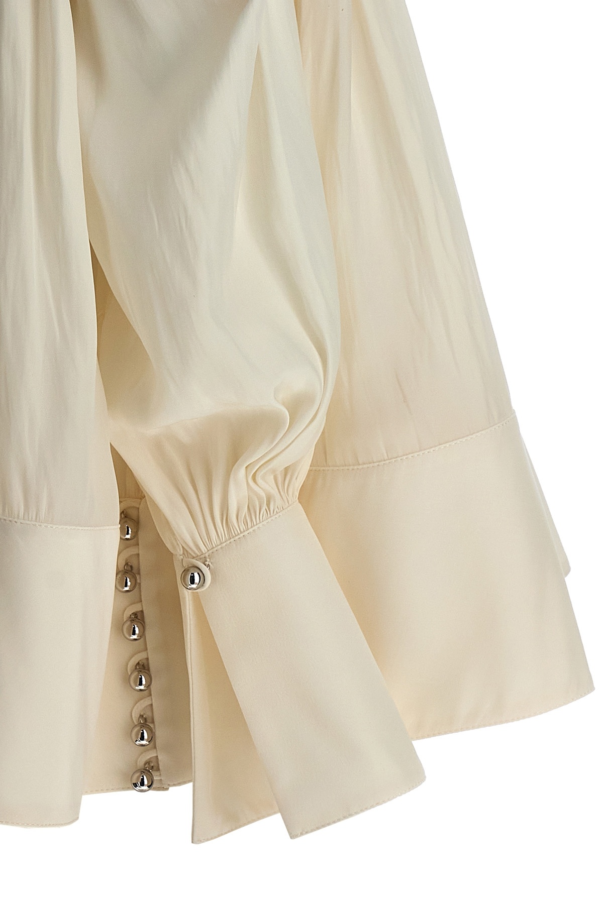 Lanvin Pleated Tie Detail Loose Fit Shirt In Nude