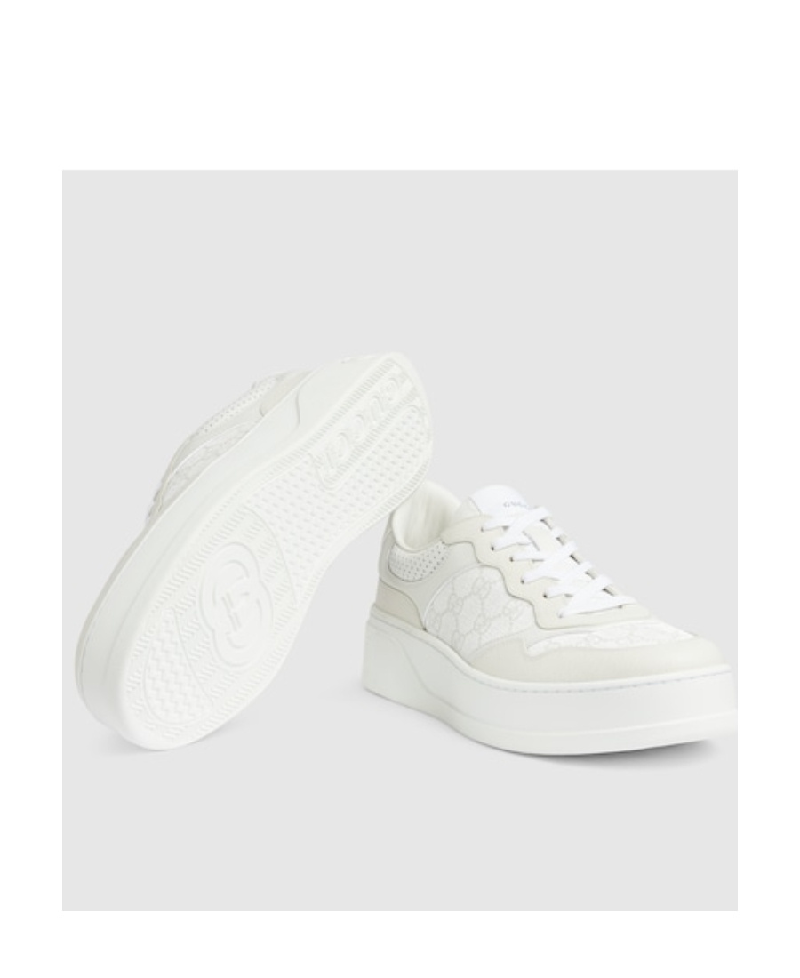 Gucci Gg Supreme-canvas 55mmm Leather Sneakers In White