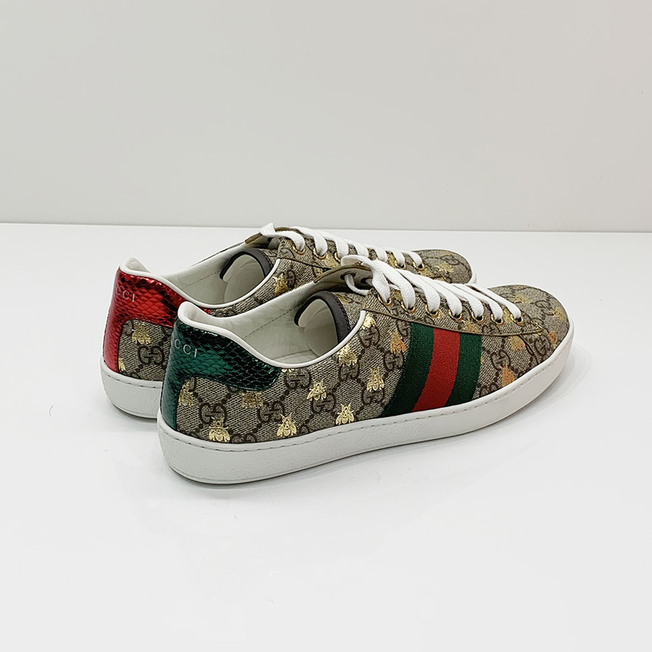 Shop Gucci Ace Gg Supreme Sneaker With Bees In Multicolor