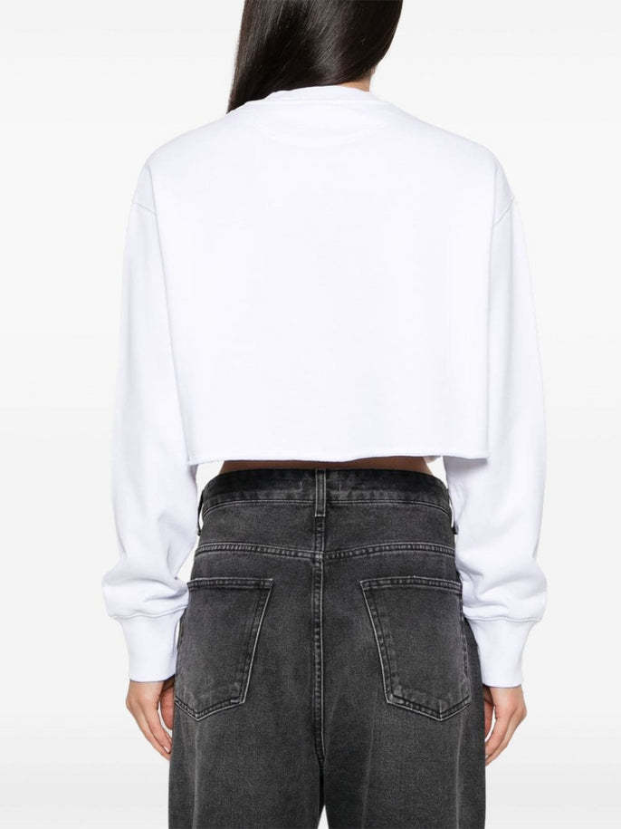Stella Mccartney S-wave Crewneck Cropped Sweatshirt In White