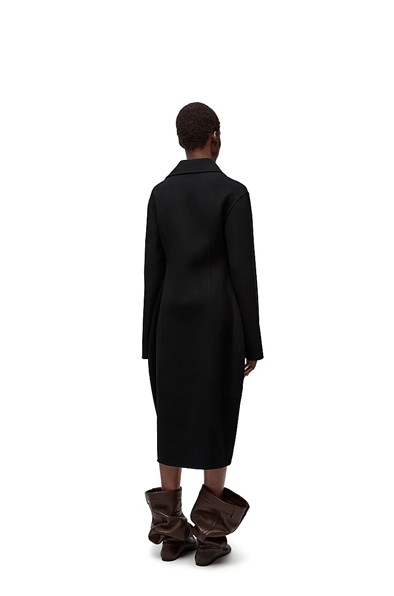 Loewe Wool Double-sided Coat In Black