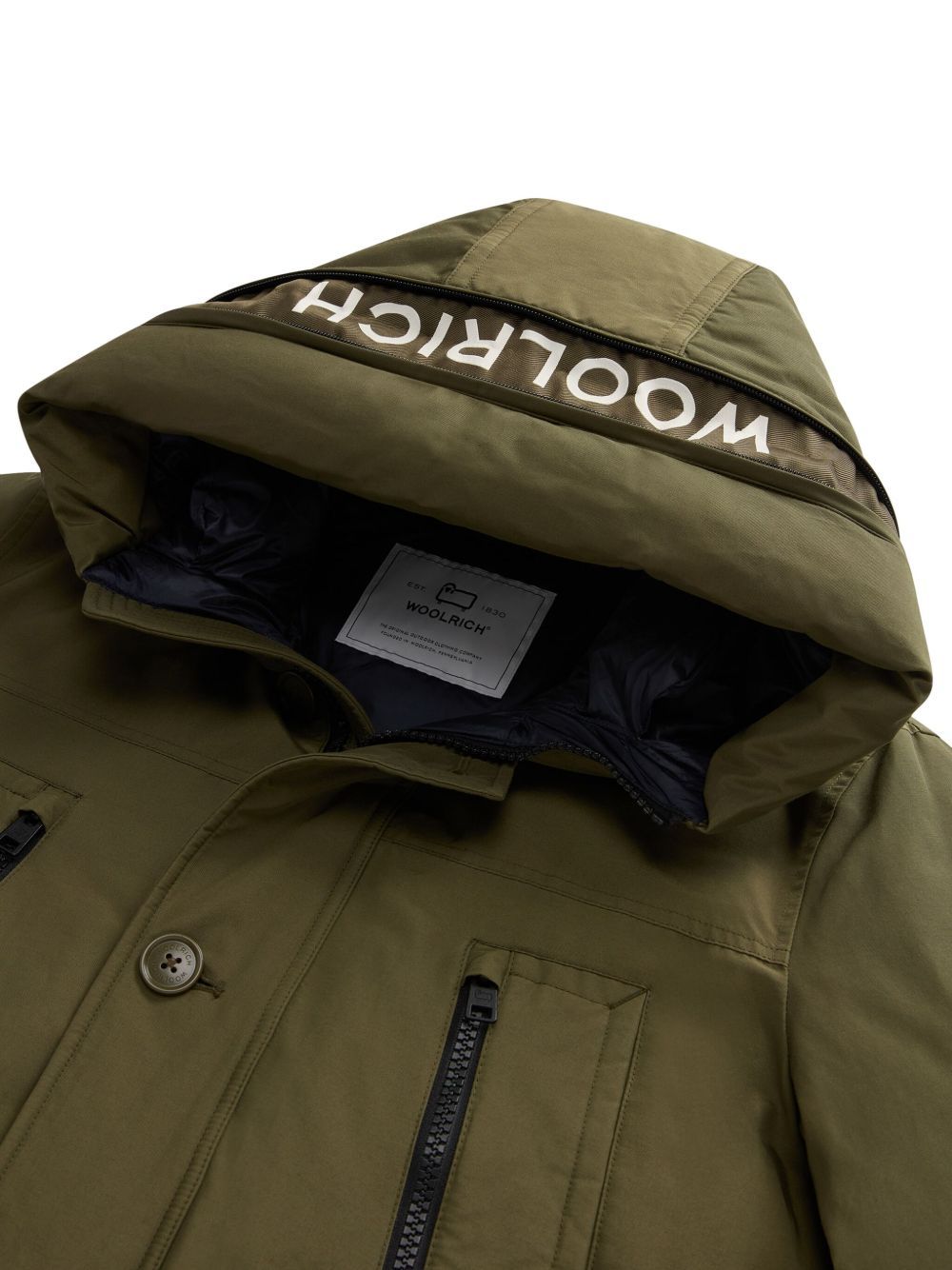 Woolrich Hooded Down Jacket In Green