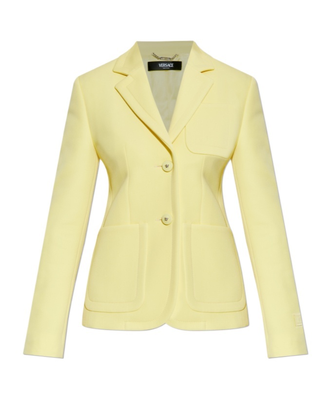 Versace Grain De Poudre Scuba Single-breasted Jacket In Yellow