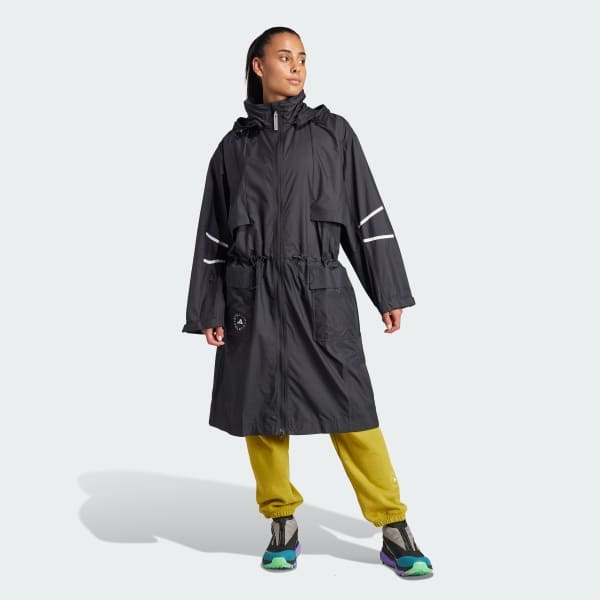 ADIDAS ORIGINALS LOGO-PRINT HOODED PARKA COAT 