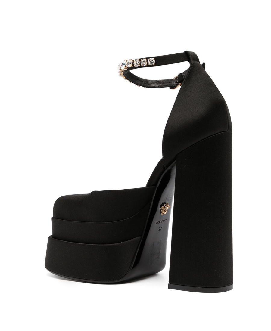 Versace Medusa Aevitas Platform Pumps With Adjustable Heel 15.5 Cm In Black