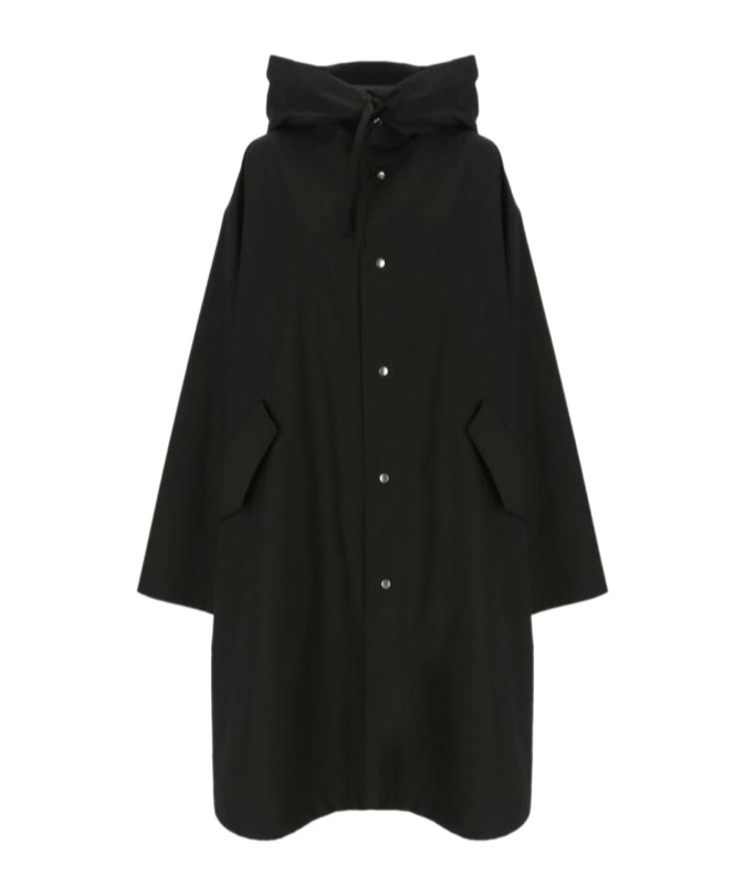 Jil Sander Hooded Midi Parka With Drawstring Waist In Black