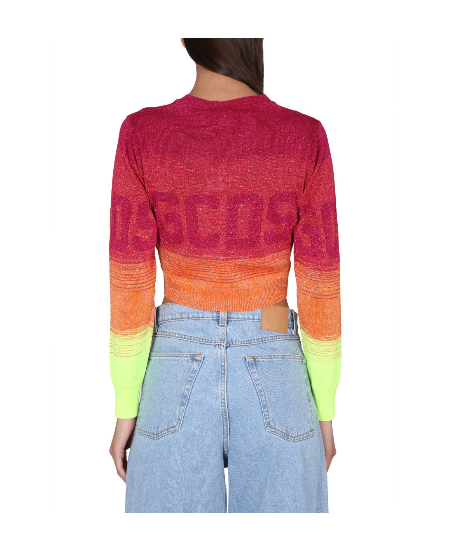 Gcds Logo-print Ombré Cropped Jumper In Multicolor