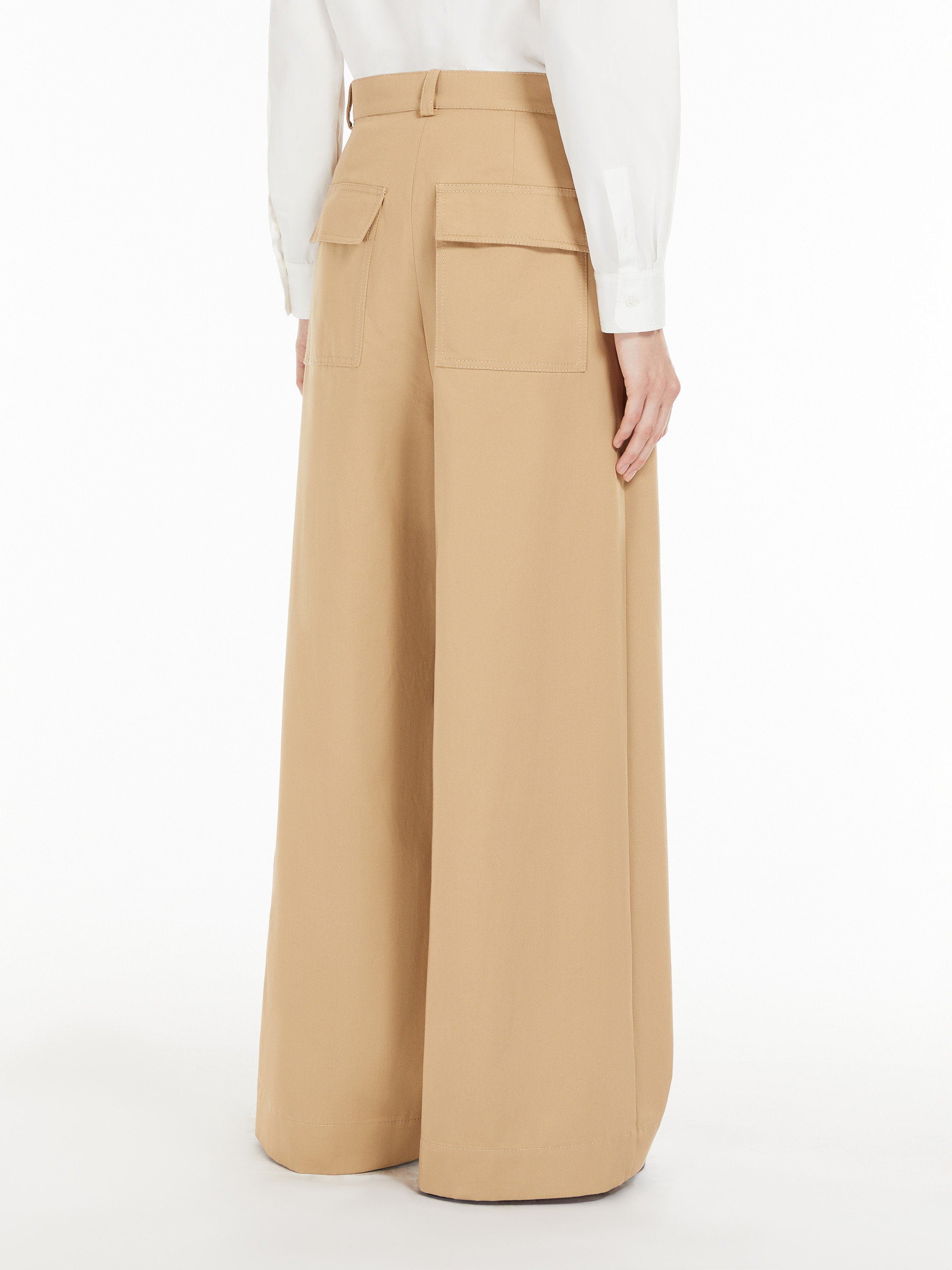 Weekend Max Mara Wool Canvas Wide-leg Pants In Nude