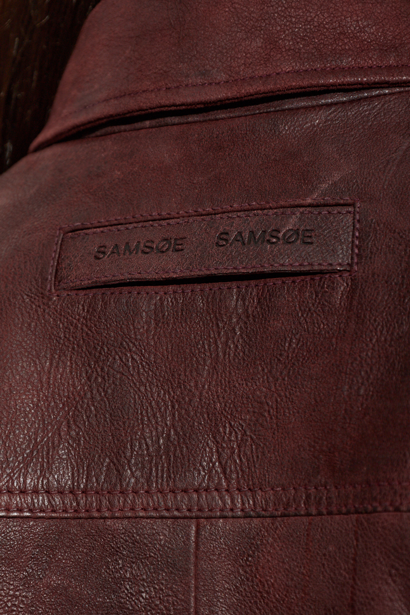 Samsoe & Samsoe Collared Long-sleeved Leather Jacket In Brown
