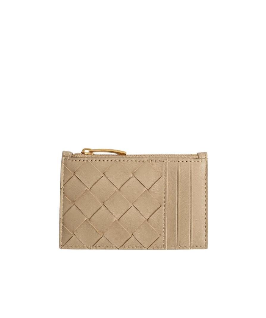 Bottega Veneta Intrecciato Braided Zipper Clip In Nude