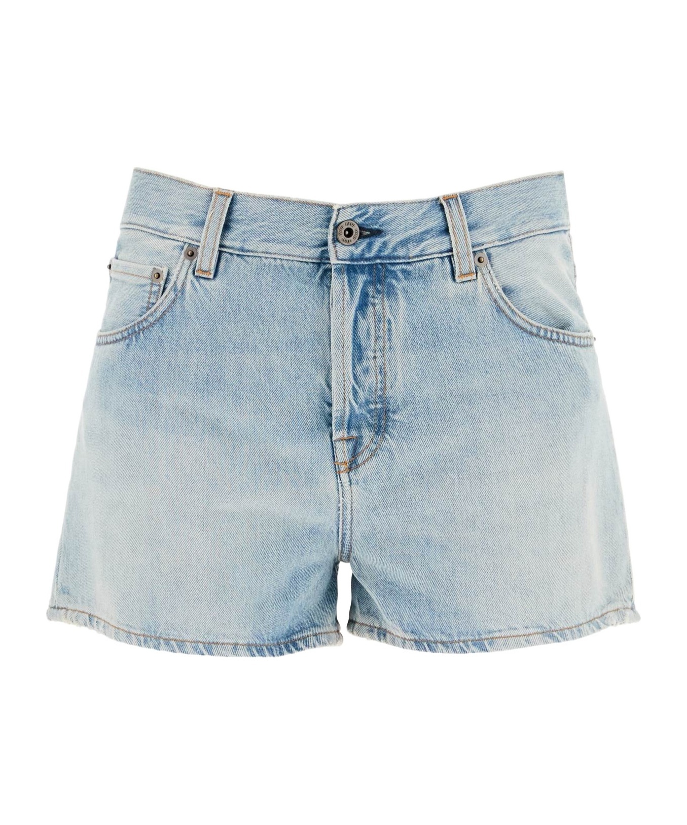 Miu Miu Logo Denim Shorts In Gray