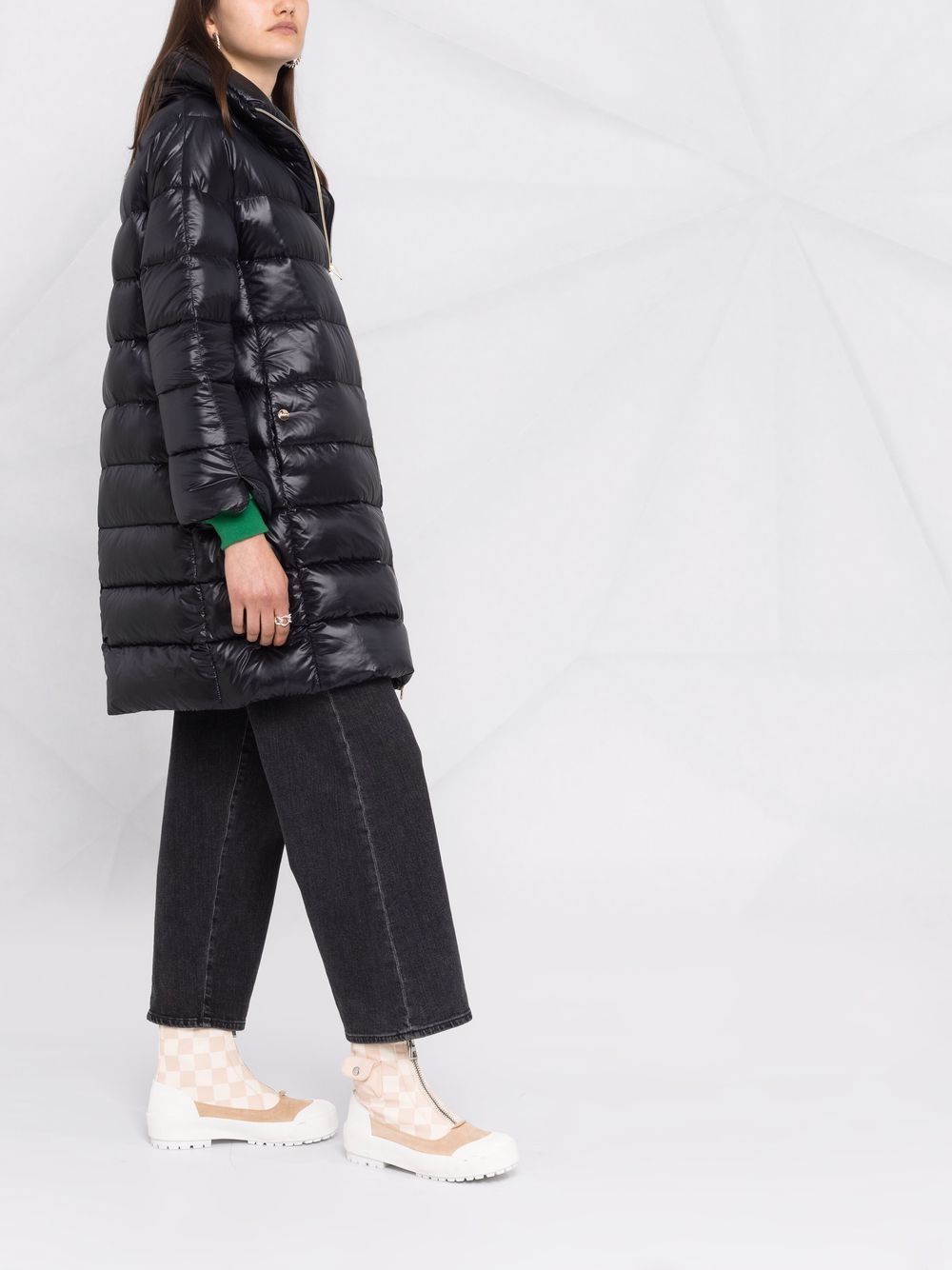 Herno Black Feather Down Coat In Black