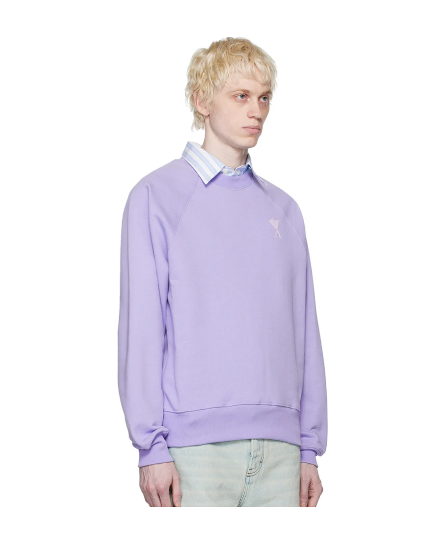 Ami Alexandre Mattiussi Ami De C Ur Round Neck Sweater In Purple