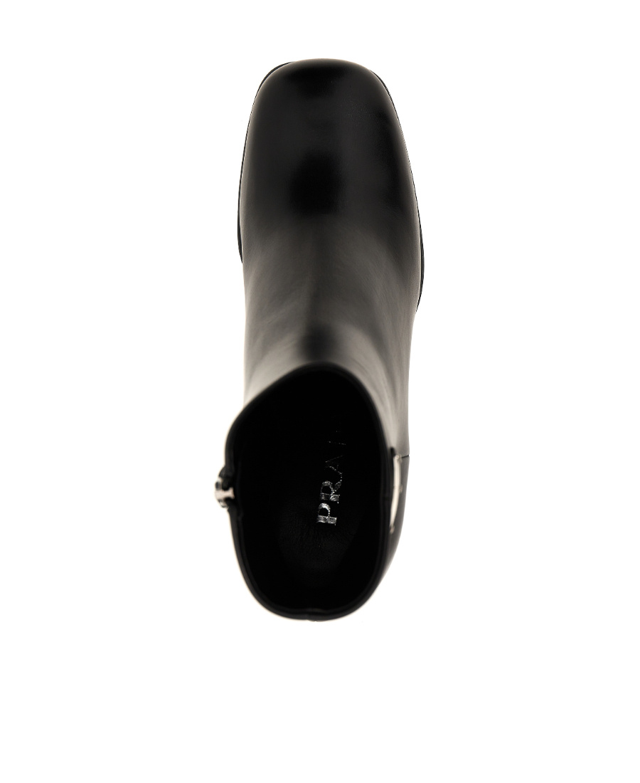 Prada Black Leather Booties For Women In Black